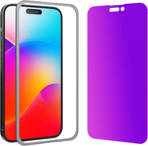 Compatible for iPhone 14 Pro Privacy Screen Protector 6.1 Inch, Purple Gradient Anti Spy Anti Blue Light HD Screen Protector Tempered Glass Easy I...