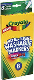 Crayola Ultra-Clean Washable Markers, Color Max, Fine Line Classic Colors 8 Ea...