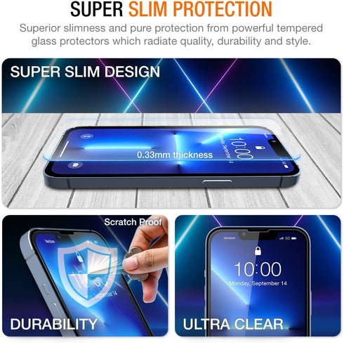 Trianium Tempered Glass Screen Protector Compatible for iPhone 13 Pro Max (2021), 3 Pack HD Glass 9H Film (w/Alignment Case Tool included)...