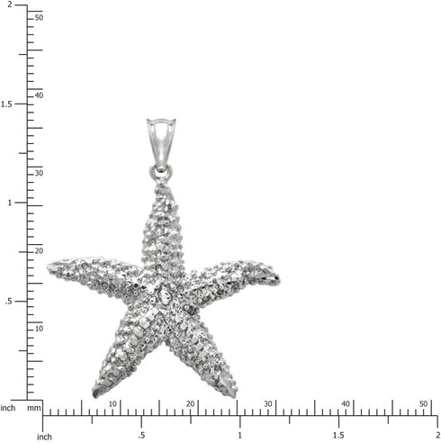 Honolulu Jewelry Company Sterling Silver Textured Starfish Ocean Sea Life Necklace Pendant with 18" Box Chain...