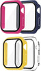 Iwatch Tempered Glass Case Cover, Series 5/6 40mm, Full Protective Waterproof Bumper Cases, Clear Film Screen Cover, “4pcs in Pack” Yellow/Rose, P...