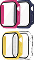 Iwatch Tempered Glass Case Cover, Series 5/6 40mm, Full Protective Waterproof Bumper Cases, Clear Film Screen Cover, “4pcs in Pack” Yellow/Rose, P...
