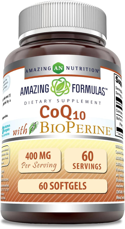 Amazing Formulas CoQ10 with Bioperine Supplement | 400 Mg Per Serving | 60 Softgels | Non-GMO | Gluten Free | Made in USA...