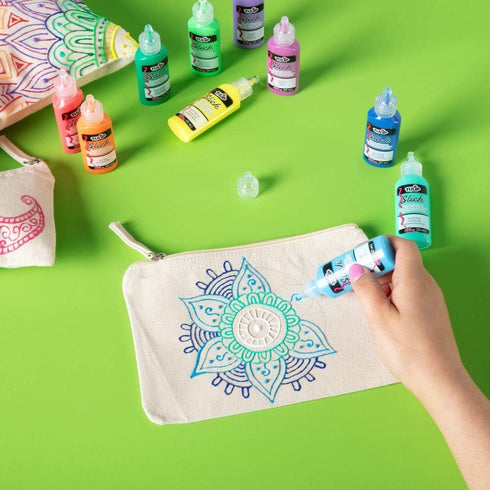 Tulip Dimensional Fabric Paint Big Box, Creative Party Kit, Includes Reusable Plastic Bin, Permanent 3D Paint for Fashion DIYs, Rock Painting, Art...
