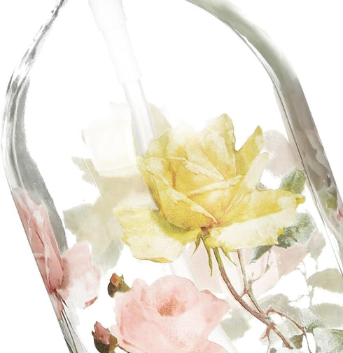 Glass Soap Pump Dispenser Floral and Butterfly 17 Ounce by A Ting...