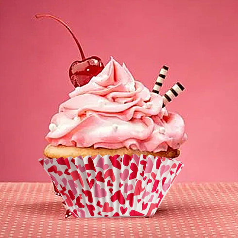 BinaryABC Red Heart Cupcake Liners Baking Cups,Valentine's Day Cake Decorations Party Supplies,100Pcs...