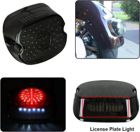 Led Tail Light LED Brake Turn Signal Rear Light Low Profile Smoked Taillights Compatible with Harley Davidson Dyna Sportster 883 1200 Road King...