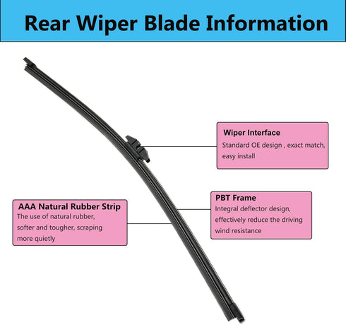 Rear Wiper Blade Arm Set Replacement for BMW X3 F25 2011-2017 Back Glass Wipers, Factory OE Style Rear Windshield Wiper Arm & Wiper Blade 61627213...