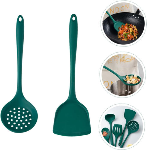 Zerodeko 1 Set Silicone Spatula Cooking Spatula Slotted Skimmer Silicone Straining Ladle Silicone Nonstick Spatula Silicone Slotted Spoon Colander...