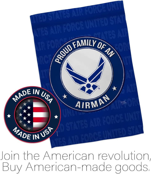 Breeze Decor Proud Family Airman Garden Flag Armed Air Force USAF United State American Military Veteran Retire Official House Decoration Banner S...