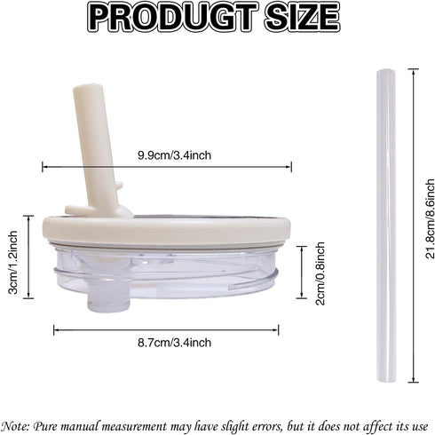 2PCS Tumbler Flip Straw Lid Replacement Fit for Stanley Quencher 40 oz, Leak-Proof, Straw Lid Replacement Fit for HydroJug Traveler,Reusable Tumbl...