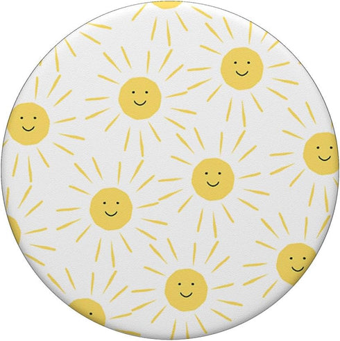 Smiling Sun Pattern Cute Happy Sunny Face Nature Cartoon PopSockets Standard PopGrip...