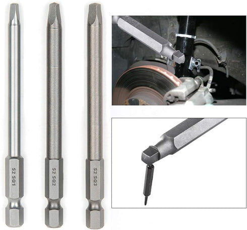 9pcs(3 Sets) 1/4 Inch Hex Shank Magnetic Square Head Screwdriver Bits Set Power Tools Electric Screw Driver Kit SQ1, SQ2, SQ3, 3.93in/100mm Length...