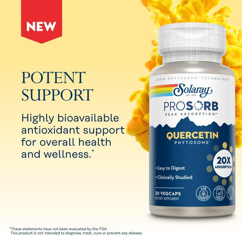 SOLARAY Quercetin Phytosome - 20X Absorption - Easy-to-Digest Antioxidants Supplement for Overall Health Support - Vegan and Made Without Soy - 60...