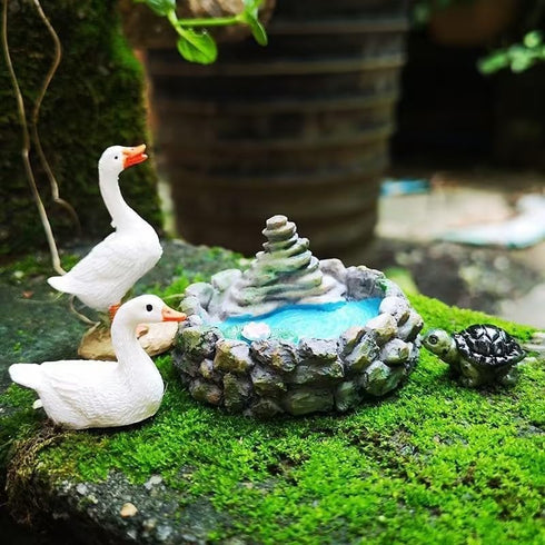Round Lotus Pond Fairy Garden Miniature Pond Ornaments Accessories for Miniature Garden Accessories, Home Micro Landscape Decoration Garden Sculpt...