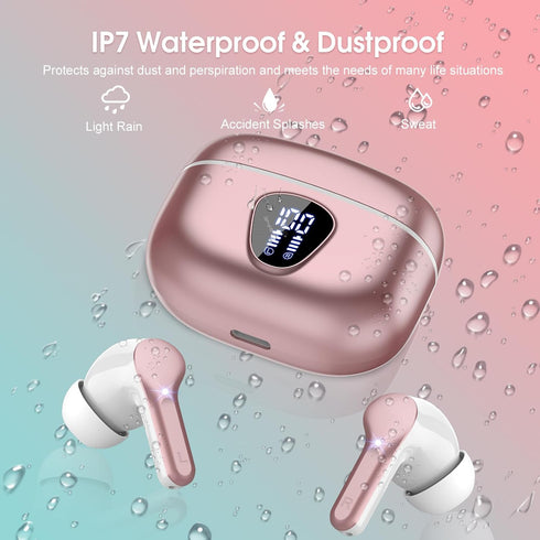 Wireless Earbuds Bluetooth 5.3 Headphones, 40H Playback HiFi Stereo Ear Buds with LED Display, ENC Noise Cancelling Earbuds, IP7 Waterproof in-Ear...