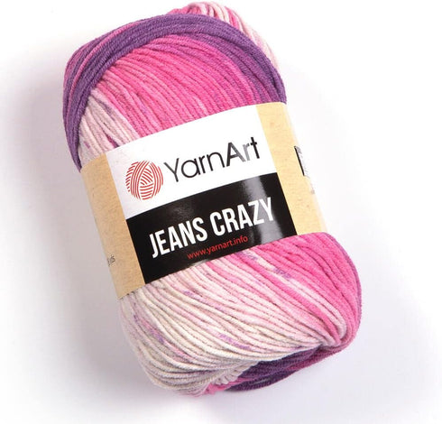 YARNART Jeans Crazy - Multicolor Knitting Yarn, Baby Yarn, Amigurumi, Blanket Yarn, Acrylic, Summer Yarn, 55% Cotton, 1.76 Oz, 174.98 Yds (8206).....