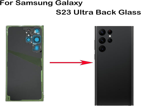 Galaxy Black S23 Ultra Back Glass Replacement for Samsung Galaxy S23 Ultra 5G Back Glass Cover with Pre-Installed Camera Lens and Adhesive + Repai...