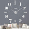 VREAONE Frameless DIY Wall Clock,Large Modern 3D Mirror Wall Clock Decor Sticker Clock kit for Home Living Room Bedroom Office Wall Decorations(Si...