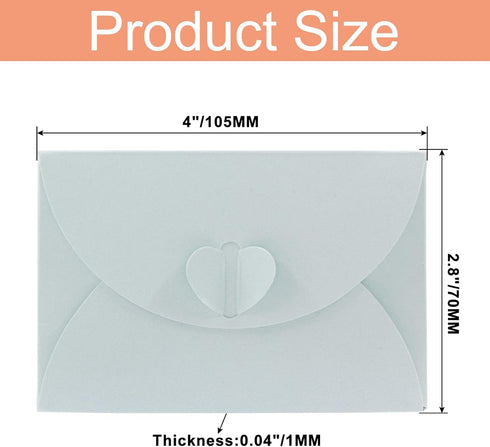 50PCS Mini Envelopes with Heart Shaped Clasp, 4 x 2.8 inch Gift Card Envelopes for Wedding Invitations, Note Cards, Business Card, Greeting Cards,...