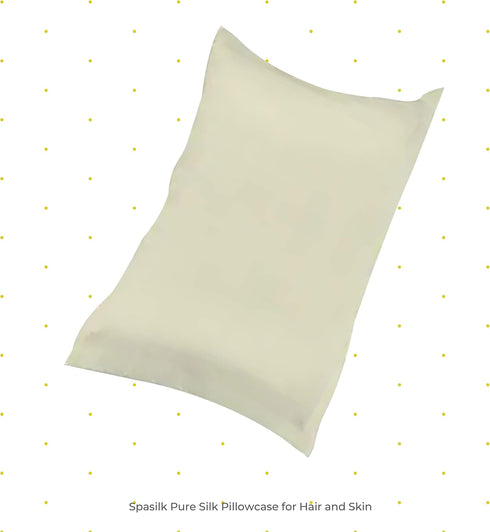 Spasilk Pure Silk Pillowcase, Charmeuse Silk Pillowcase, Hypoallergenic, Queen Sized, Ivory...