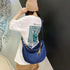 Denim Purse for Women Cross Body Bag Blue Jean Purses Canvas Tote Crescent Shoulder Bag Crossbody Hobo Handbags...