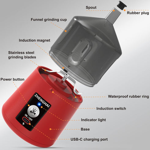 Electric Portable Herb Grinder. USB-C Rechargeable, Compact Size, Easy On/Off. Fast Grinding for Flower Buds Dry Spices Herbs, with Pulse Mode and...