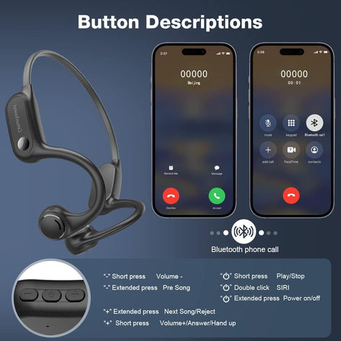 Open Ear Bone Conduction Headphones Bluetooth 5.2, Red...