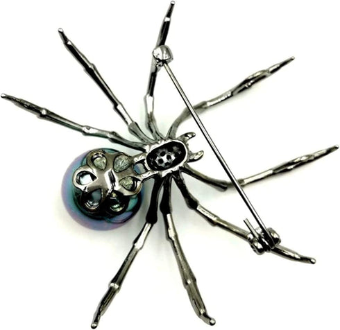 Parts Express Victorian Style Mother of Pearl Body and Micro Pave Spider Brooches Pins Silver Tone Goth Accessories Pins for Backpacks Aesthetic B...