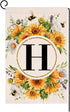 Monogram Letter H Garden Flag Summer Sunflower 12x18 Vertical Double Sided Spring Floral Bee Outside Decorations Small Burlap Family Last Name Ini...
