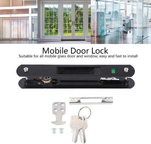 Sliding Door Handle Sliding Glass Door Handle Set, Simple Style Mobile Door Double Sided Lock Catch Sliding Veranda Patio Door Handle Set Locks fo...