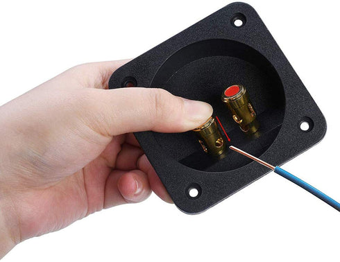 3.1” Square Double Binding Gold Plate Push Spring Loaded Jacks Connector Speaker Box Terminal Cup with Screws (Black - 4pcs)...