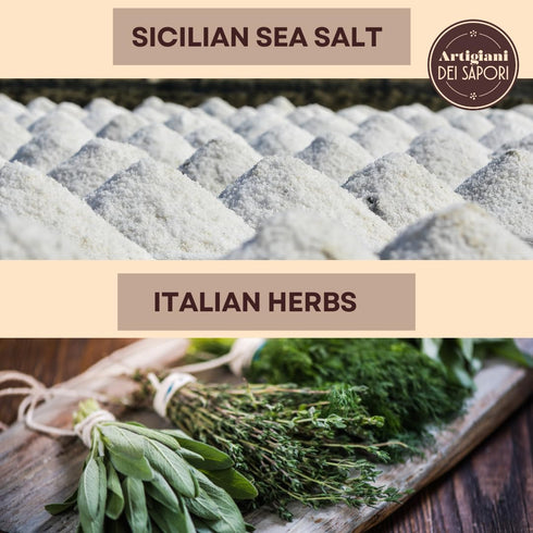 Sicilian Sea Salt with Aromatic Herbs, 7 oz, All-Natural Unrefined Flavored Sea Salt with Parsley, Rosemary, Chives, Oregano,Basil and Lemon, Arti...