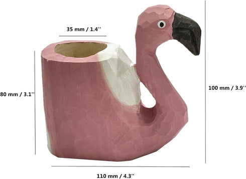 TANG SONG Creative Wood Carving Handicrafts Flamingo Pen and Pencil Holder Office Desk Supplies Organizer Pencil Cup...