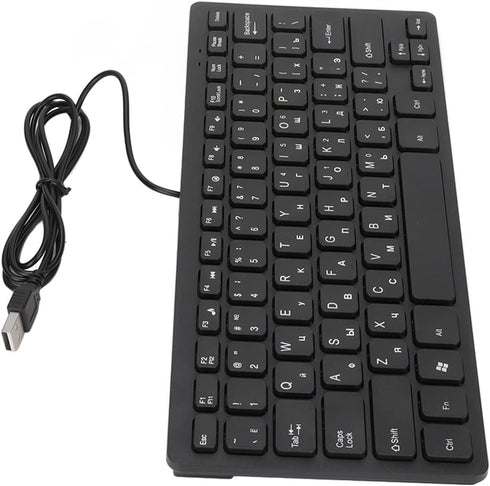 Yosoo Computer Keyboard Mini Thin 78 Keys Keyboard, USB Wired Keyboard with Russian German French English, Portable Personal Wired Keyboard Mute f...