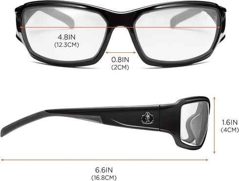 Ergodyne Skullerz Thor Anti-Fog Safety Glasses - Black Frame, Clear Lens...