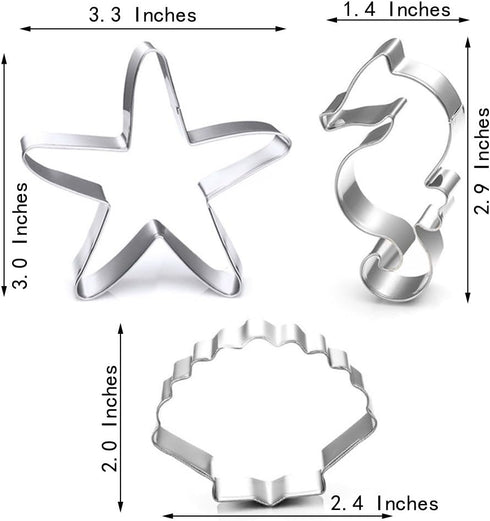 Winrase® Set of 3 DIY Stainless Steel Starfish Hippocampus Shell Shape Cookie Cutter Fondant Cutter...