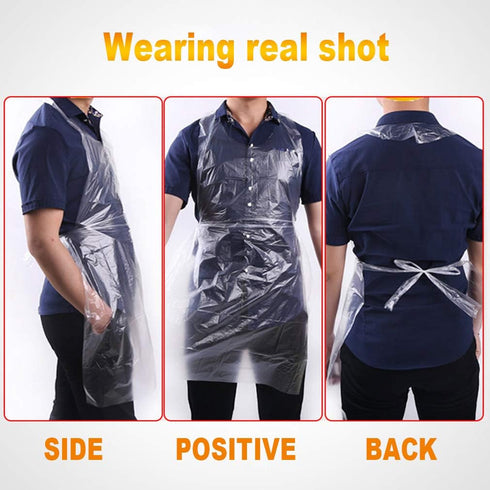 Disposable Aprons (50 Count), Plastic apron for Painting Party, Cooking, Housework, Picnic etc....