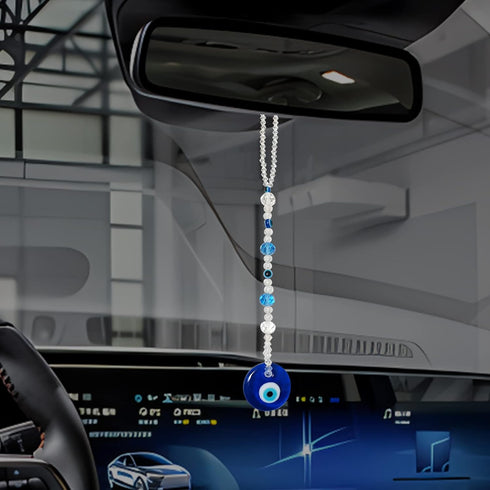 Evil Eye Car Hanging Ornament Crystal Beads Evil Eye Window Pendent for Window Car Door Frame Balcony, Evil Blue Eye Charms Car Mirror Decor, Evil...