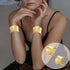 2 Pcs Cuff Bangle Bracelet - Armband Cuff Bangle Bracelet Set Open Wide Wire Bracelets Gold Wrist Cuff Wrap Bracelet Adjustable Gold Sliver Plated...
