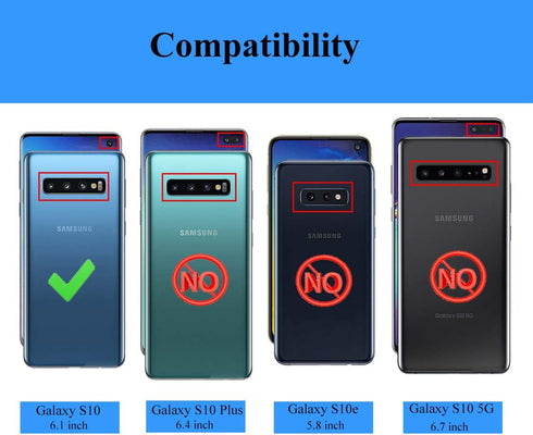 Androgate for Samsung Galaxy S10 Case with HD Screen Protectors, Military-Grade Metal Ring Holder Kickstand 15ft Drop Tested Shockproof Cover Case...