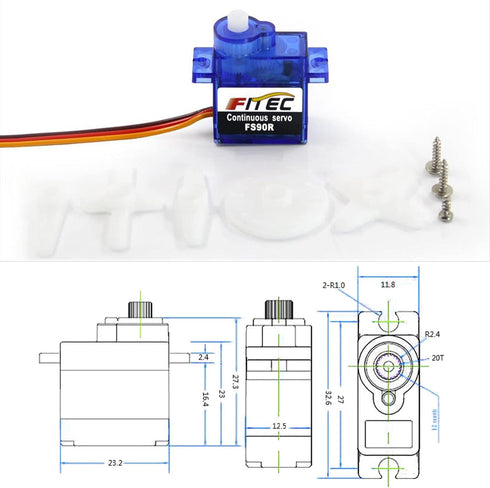 4PCS Feetech 9g FS90R Mini Micro Servo 360 Degree Continuous Rotation Servo Motor for Microbit Robotic Helicopter Airplane Boat...