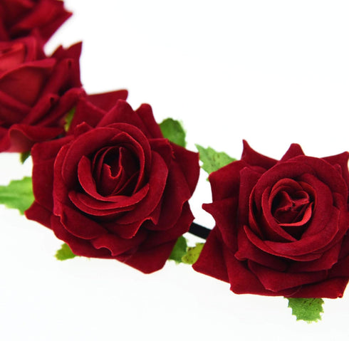 Lystaii Rose Headband Red Rose Flower Crown Woodland Hair Wreath for Valentines's Day Halloween Festival Cosplay...