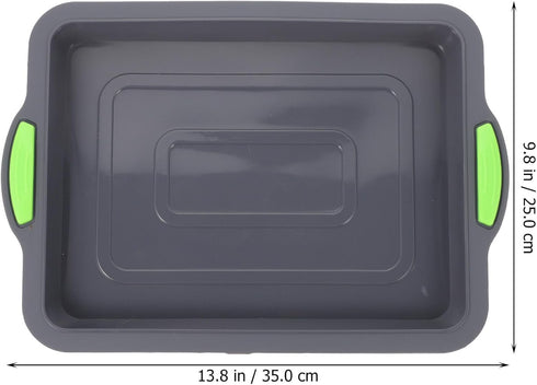 Hemoton Silicone Baking Sheet Tray Pan Nonstick Bakeware Cookie Sheet pan Rectangular Cake Pan Broiler Pan with Silicone Handle for Oven...