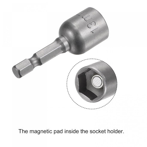 1/4 Quick-Change Hex Shank, 13mm (33/64-Inch) Magnetic Nut Setter Driver Drill Bit, 1.89 Inch Length, Metric for Machine Maintenance, Furnitures, ...