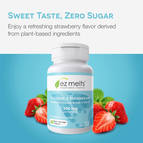 EZ Melts Dissolvable Calcium & Magnesium Supplement with Vitamin D3, Sugar-Free, 1-Month Supply...
