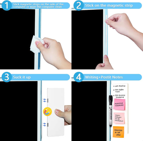 1 pc Dry Erase Monitor Memo Board, Magnetic Dry Erase Multifunction Whiteboard Monitor Side Panel, Desktop Memo Board with a Pen (1)...