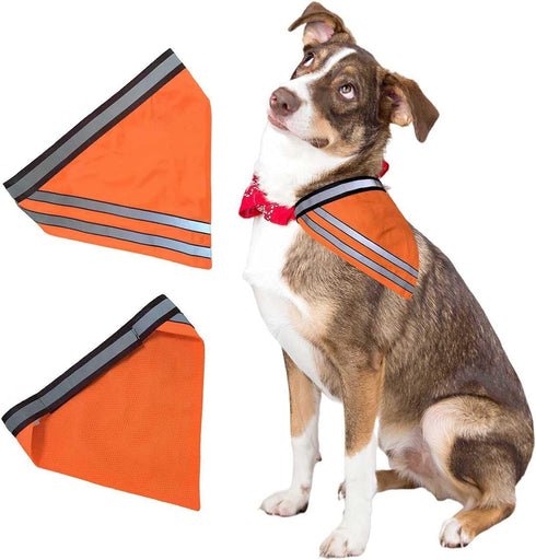 Reflective Dog Bandana Velcro Safety Scarf 2 Pack Orange Dog Reflective Gear...