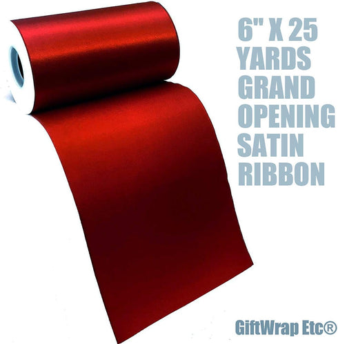 Grand Opening Ceremony Red Ribbon - 6" x 25 Yards, Double Wide, Satin, 4th of July, Patriotic Decor, Store Front, Indoor Display, USA, Christmas...