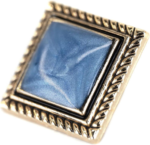 20 pcs Vintage Square Blue Enamel Metal Shank Sewing Buttons for Coats -25mm -1" Diagonal...